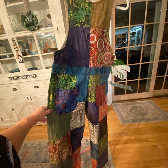 NWT Rising International Patchwork Overalls Made in Nepal - Picture 11 of 15